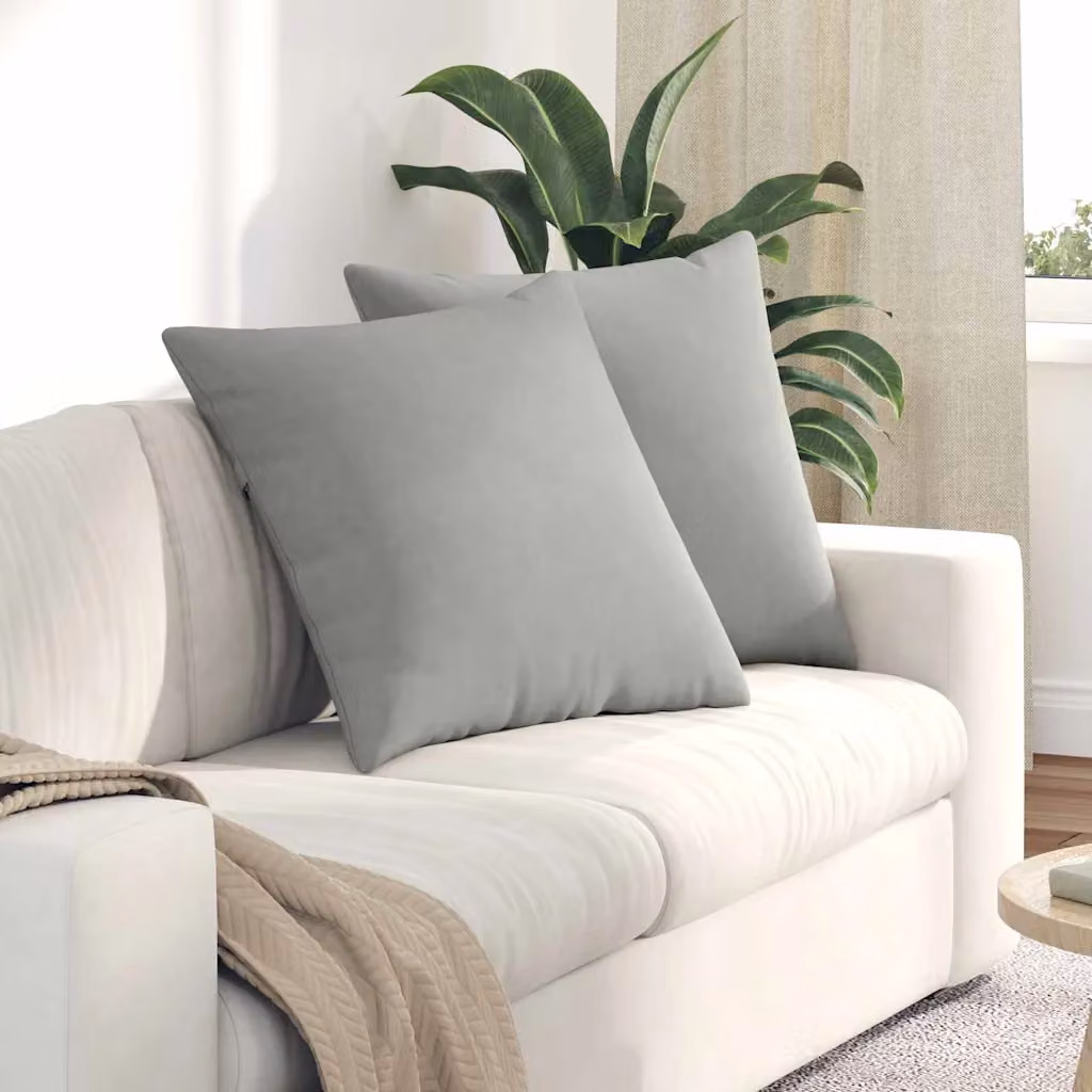 Set di 2 cuscini da divano quadrati vidaXL in tessuto grigio, L 60 x P 60 cm
