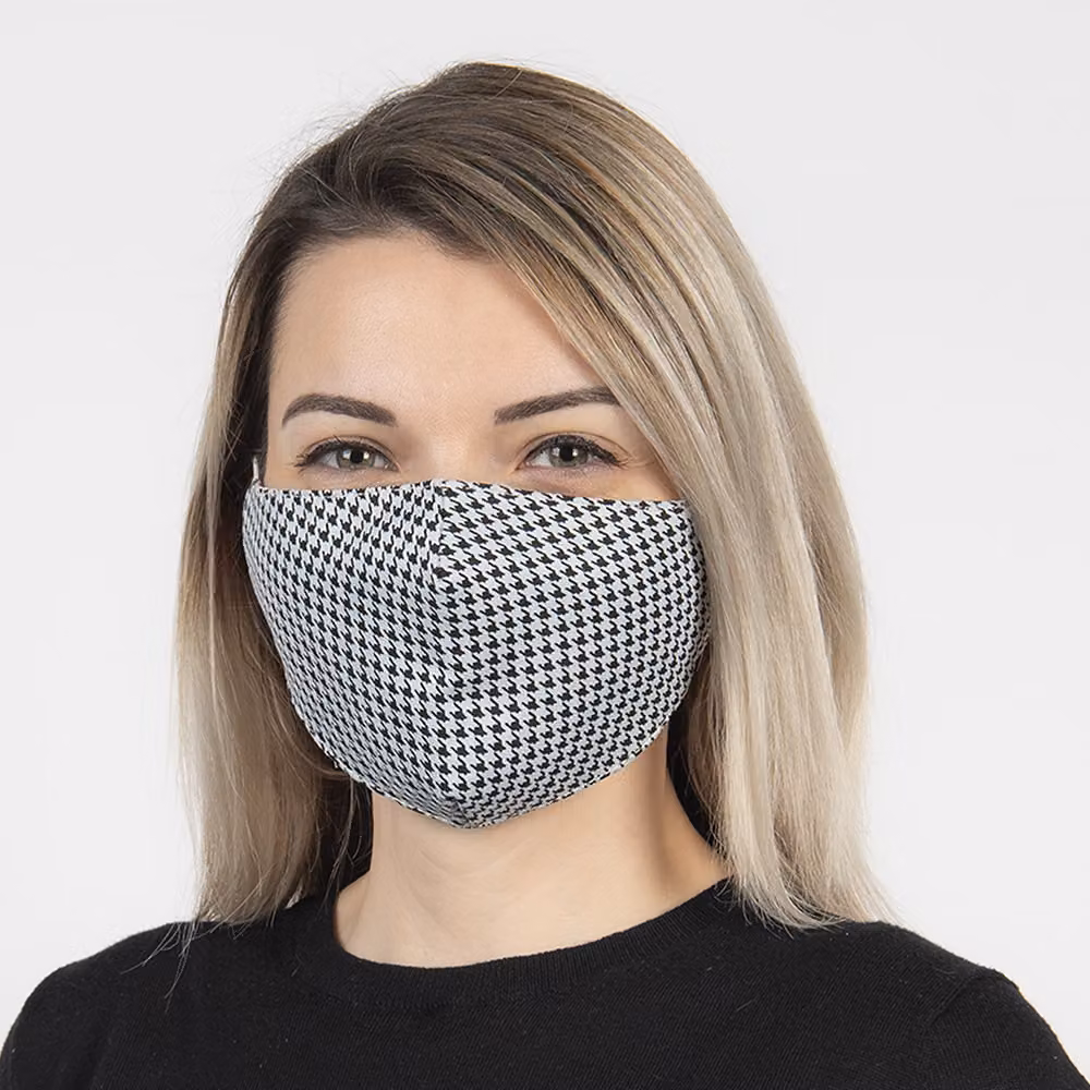 Maschera lavabile Clayre & Eef 13x26 cm Nero Bianco Cotone