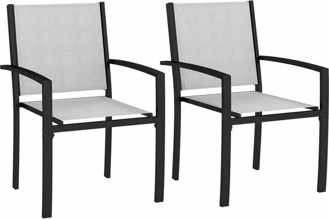 Set di 2 sedie da giardino impilabili Xylo con braccioli in acciaio e tessuto grigio L 60 cm x P 65 cm x H 85 cm