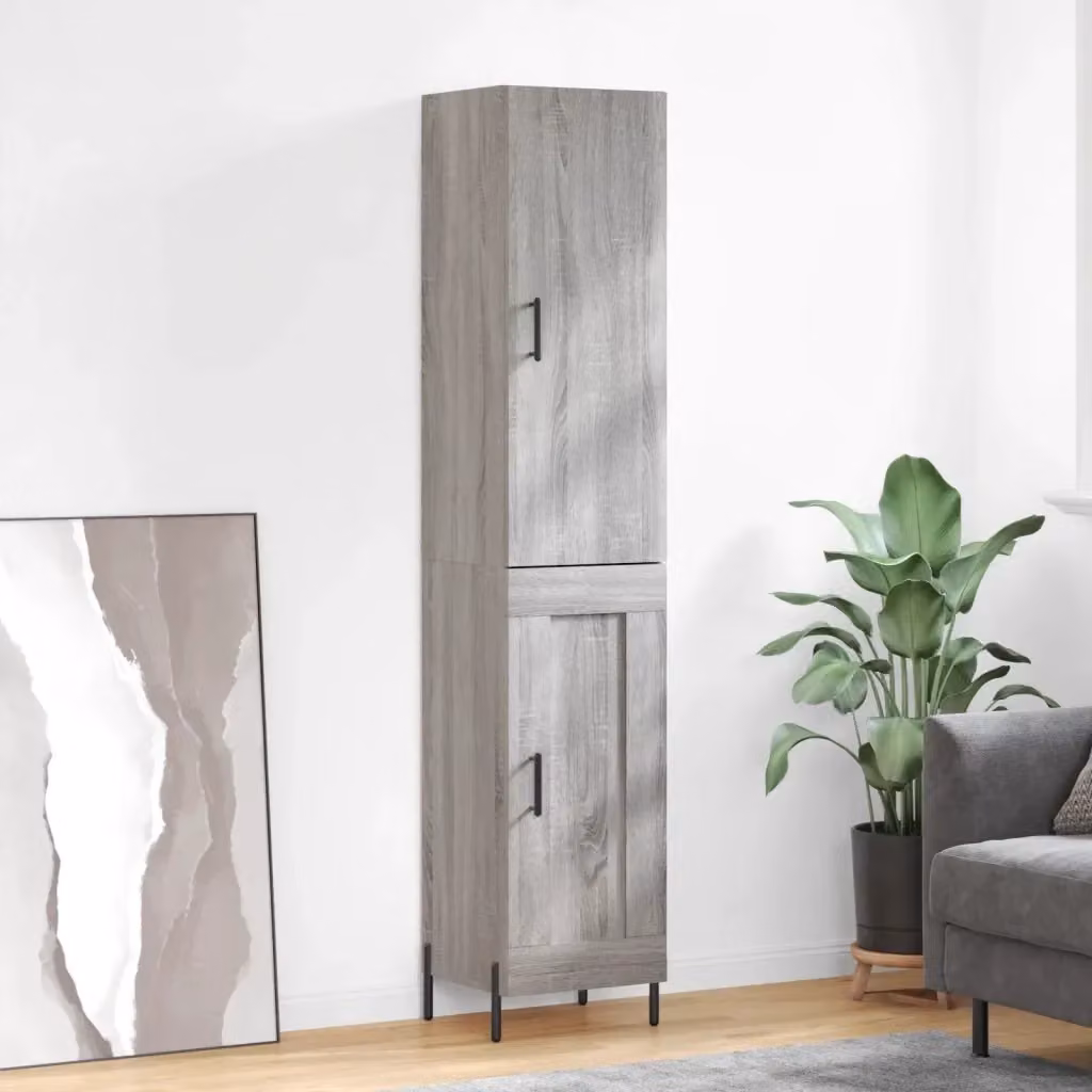 Credenza Buffet da pranzo moderna in legno multistrato Grigio Sonoma L: 34,5 cm, P: 34 cm, H: 180 cm – 2