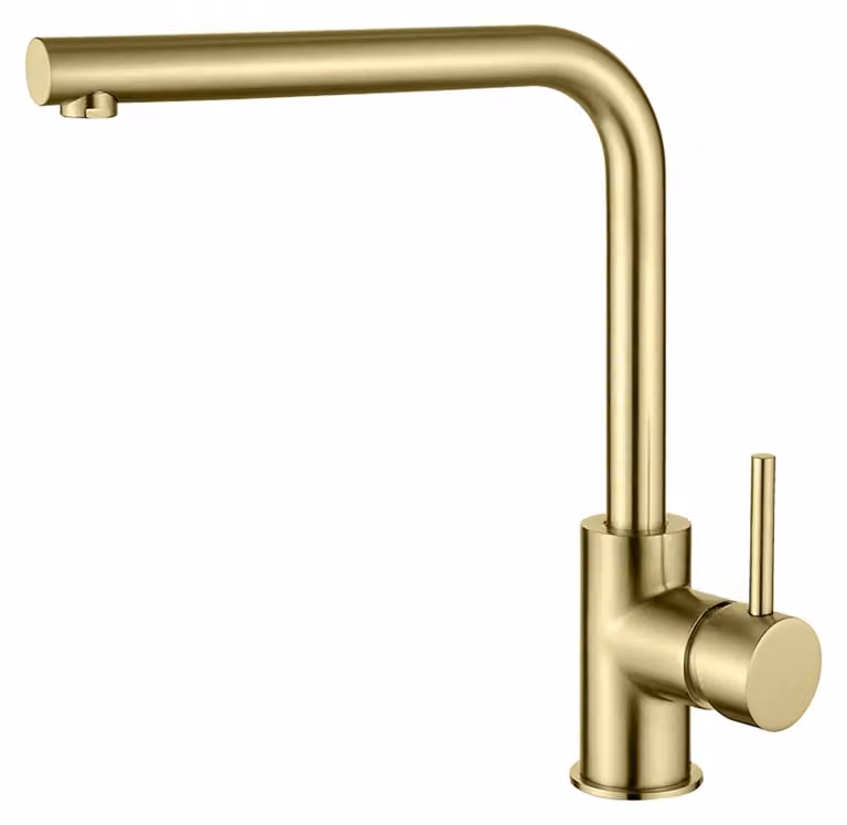 Miscelatore monocomando per lavello, con cartuccia in Vetroceramica da 35 mm, finitura oro spazzolato