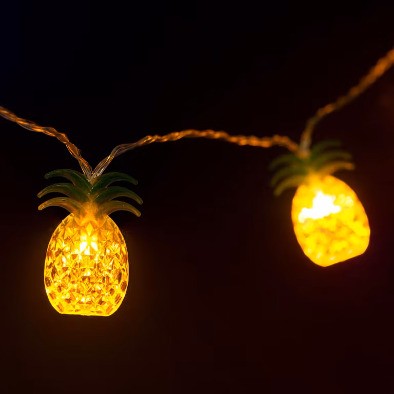 Catena luminosa a LED - forma: ananas - lunghezza: 1,65 metri - 10 LED - luce bianca calda - alimentazione: 2 batterie AA