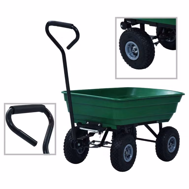 The Living Store Carrello ribaltabile da giardino 300 kg 75 L Verde
