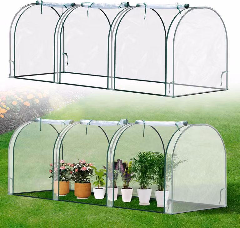 Jayseuw Serra in plastica PE trasparente Serra per pomodori 270*90*90CM 135 g/m², impermeabile e resistente alle intemperie, bianca