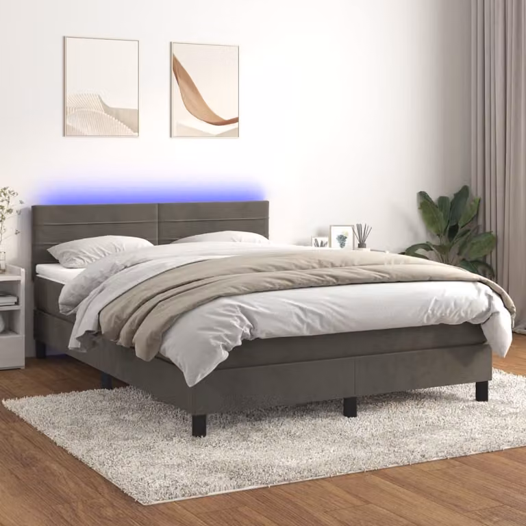 Maison Exclusive - Letto a Molle con Materasso e LED Grigio Scuro 140x200 cm