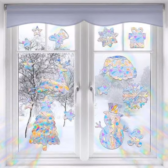 Calendario dell'Avvento natalizio con fiocchi di neve e pupazzi di neve – Decorazione da parete per finestre, pareti e specchi