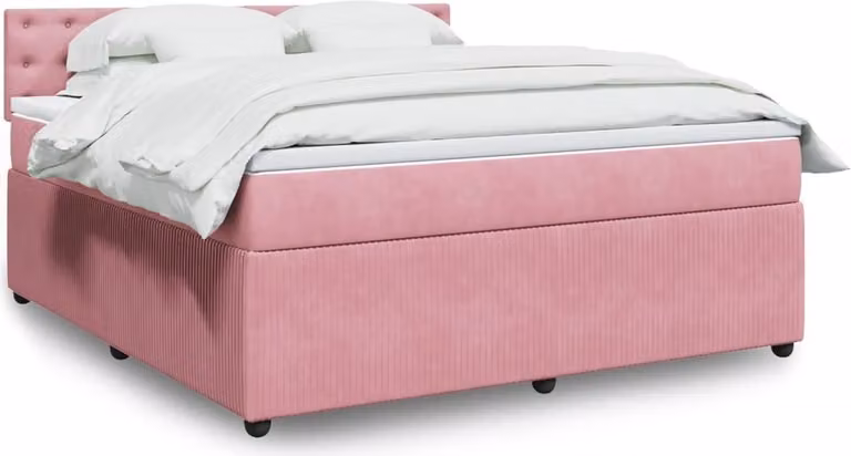 Maison Exclusive - Giroletto a Molle con Materasso Rosa 180x200 cm in Velluto