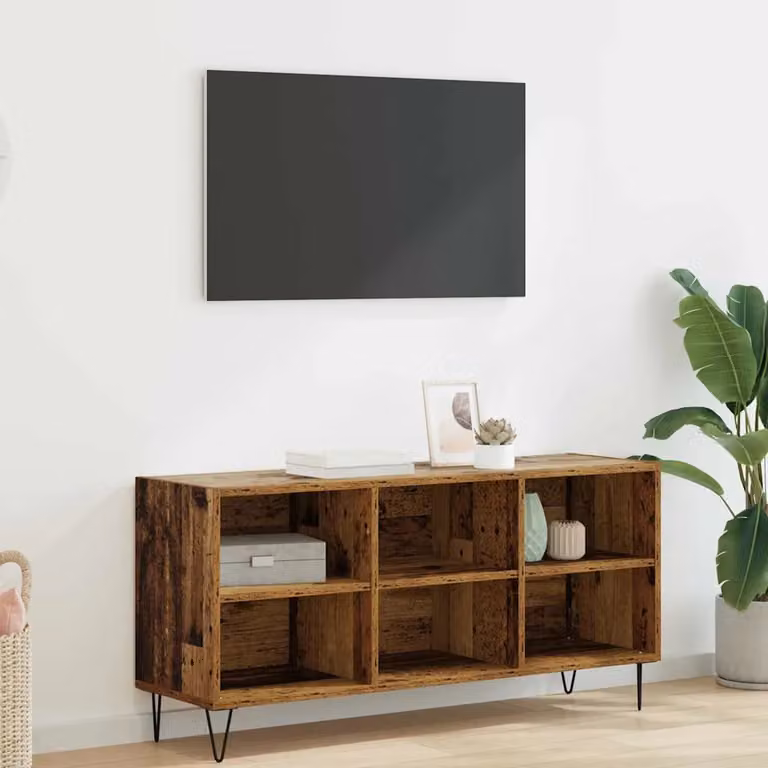 Mobile TV vidaXL in legno e metallo marrone, design moderno per soggiorno, L 103,5 x P 30 x H 50 cm