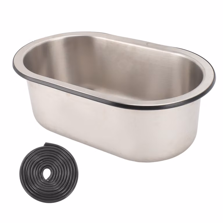 Lavello da bar in acciaio inox 304, lavello ovale con foro di scarico da 40 mm per barca, roulotte, camper, camper, 34,3 x 20,3 x 13,2 cm