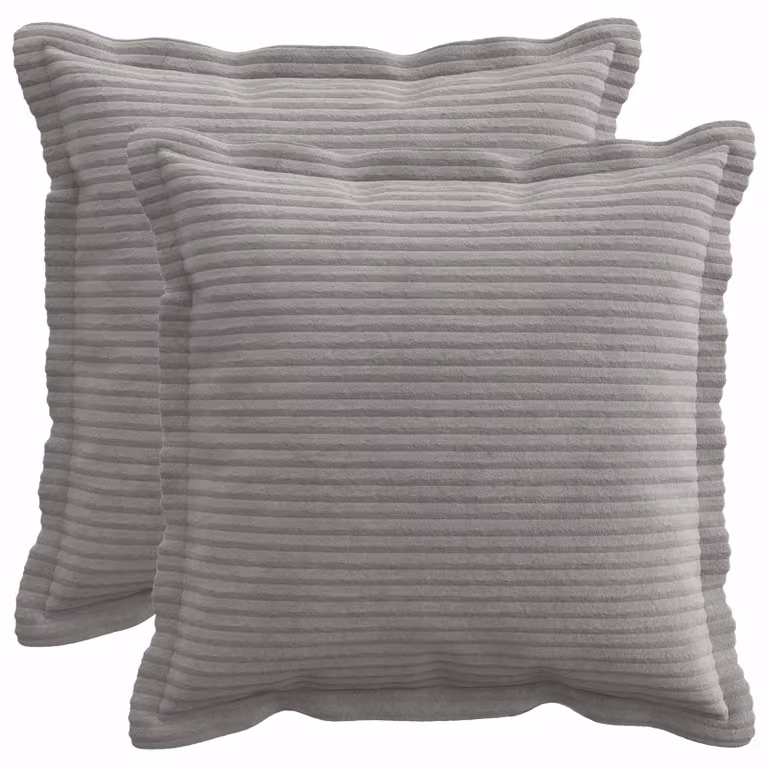 Set di 2 federe vidaXL HOUTEN in velluto a coste grigio chiaro, L 30 x P 30 cm