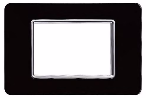 Placca compatibile Vimar Plana 3 moduli vetro colore nero Ettroit EV84302