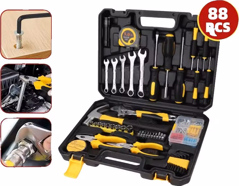 Set di utensili, 88 pezzi, acciaio al cromo-vanadio forgiato, custodia portatile, impugnatura ergonomica, multifunzione