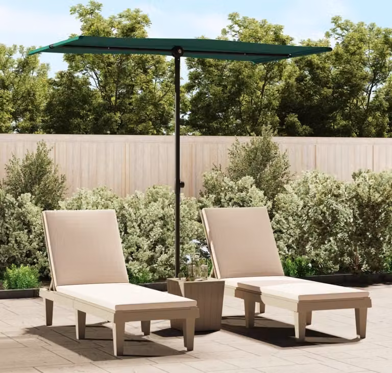 The Living Store Ombrellone con palo in alluminio 180 x 110 cm Verde