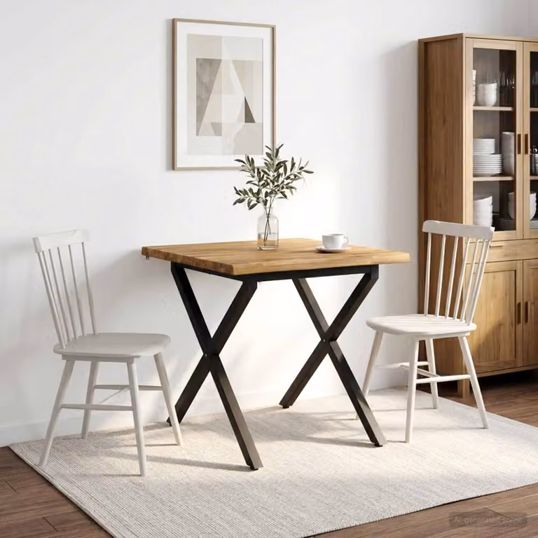 vidaXL 70 x 70 x 75 cm Legno di Acacia Massello Bianco e Nero Quadrato