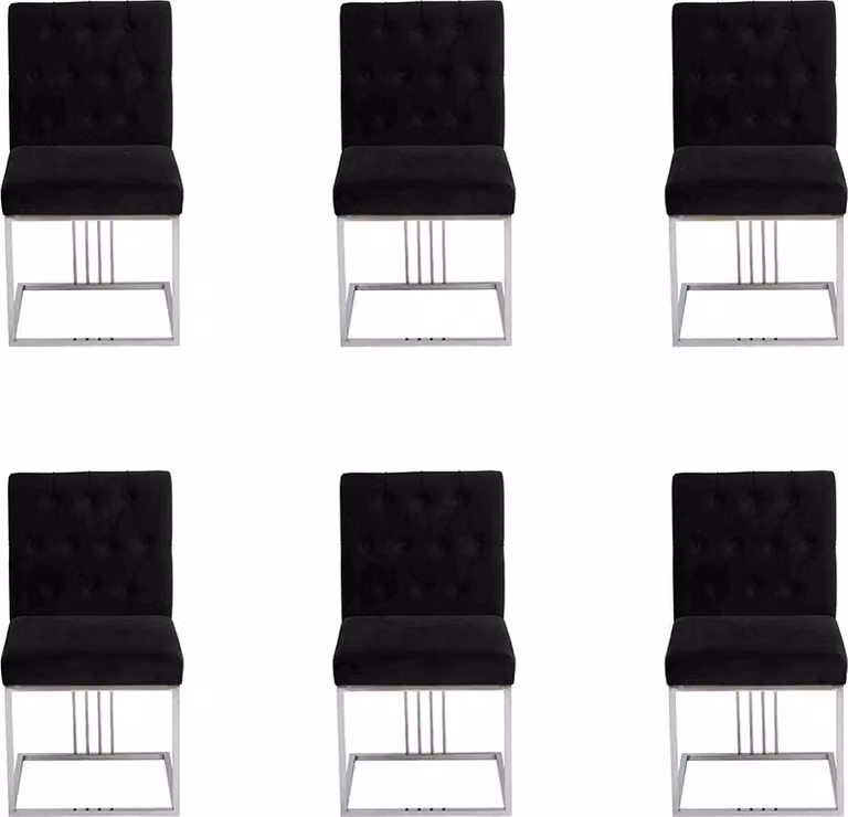 Schwarzer Esszimmer 6x Stühle Lehnstuhl Designer Möbel Essstühle Edelstahlstuhl