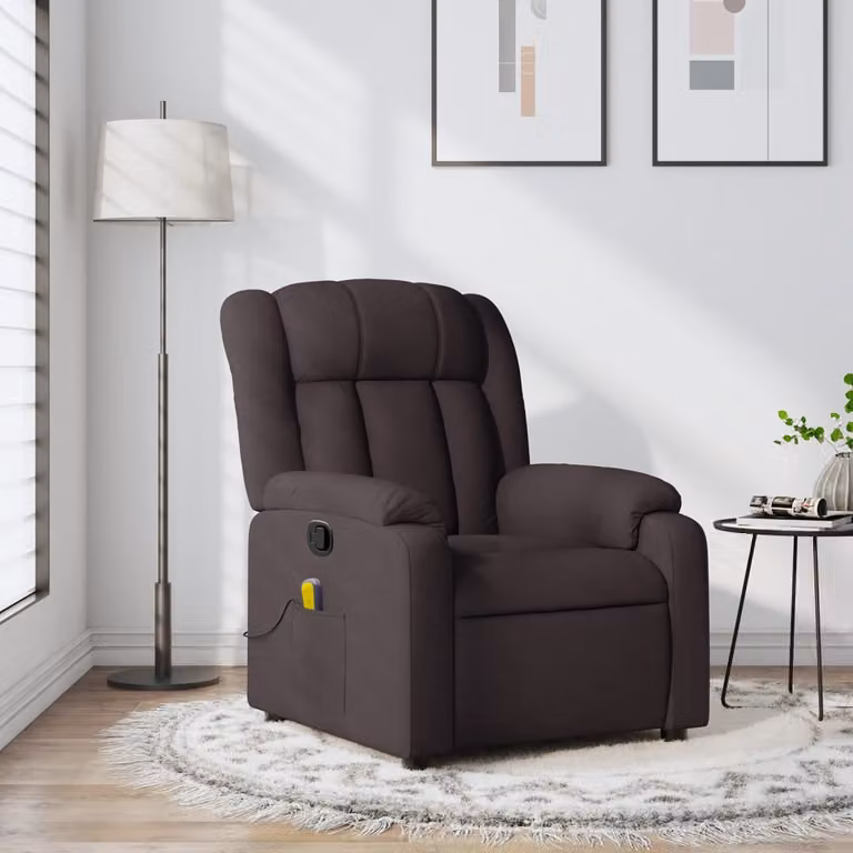 vidaXL Poltrona Reclinabile Relax in Tessuto Marrone con Braccioli e Regolazione Manuale