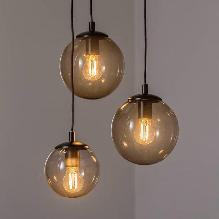 Lampada a sospensione in vetro Smoky Argon, dimmerabile, Alluminio / Grigio / Zincato, Soggiorno / Sala da pranzo, Vetro, Lampada a sospensione