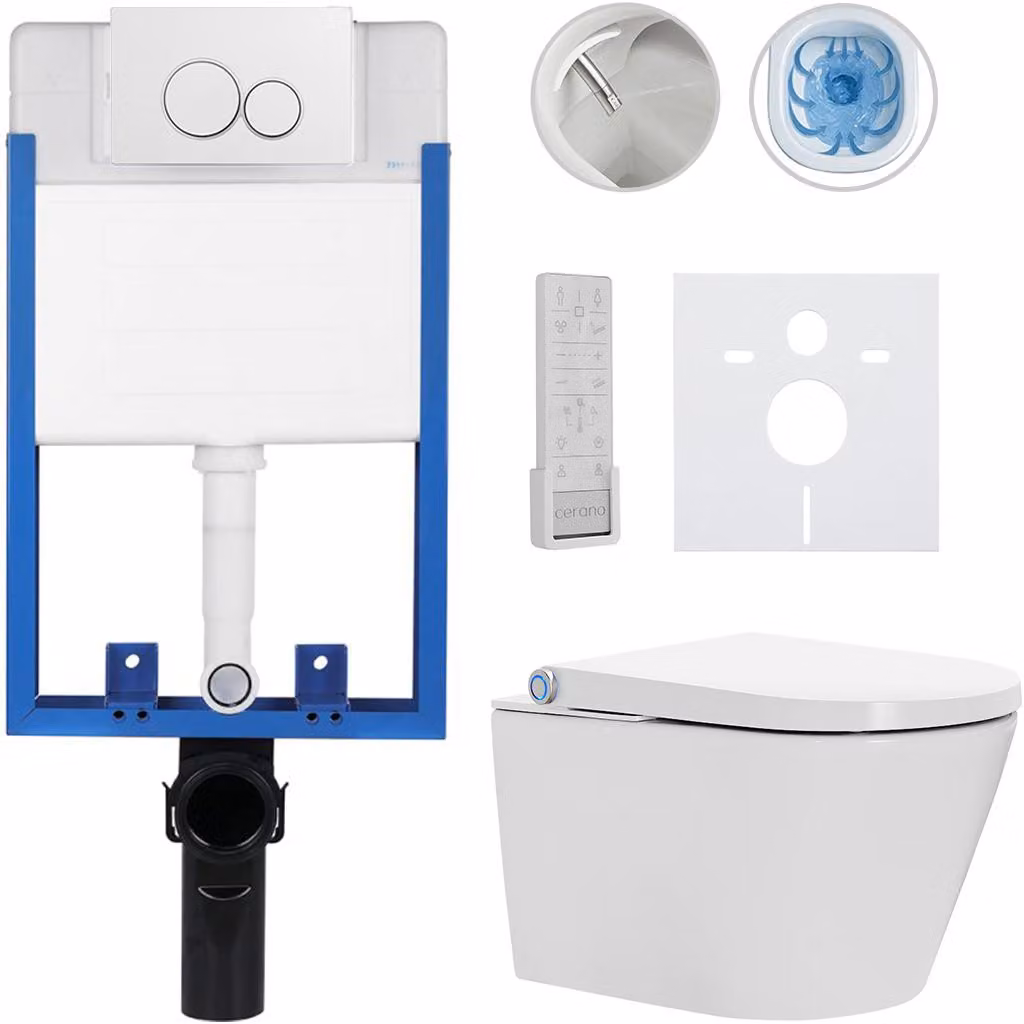Set completo per WC Profi/Cronus Premium - bianco lucido - pulsante per WC a due funzioni/bianco - da incasso - 59,3x38,4 cm