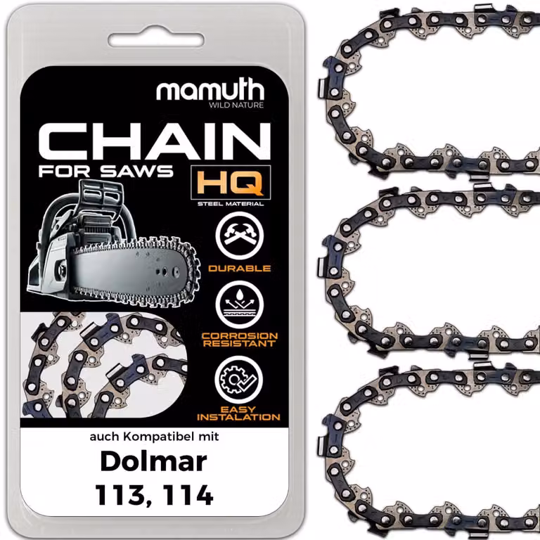 3 catene per motosega, lunghezza 38 cm, passo 0,325", spessore 1,5 mm, 64 maglie, compatibili con i modelli Dolmar 113 e 114