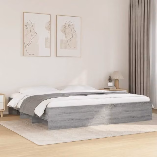 Giroletto-Struttura Letto Grigio Sonoma 200x200 cm in Legno Multistrato 870940