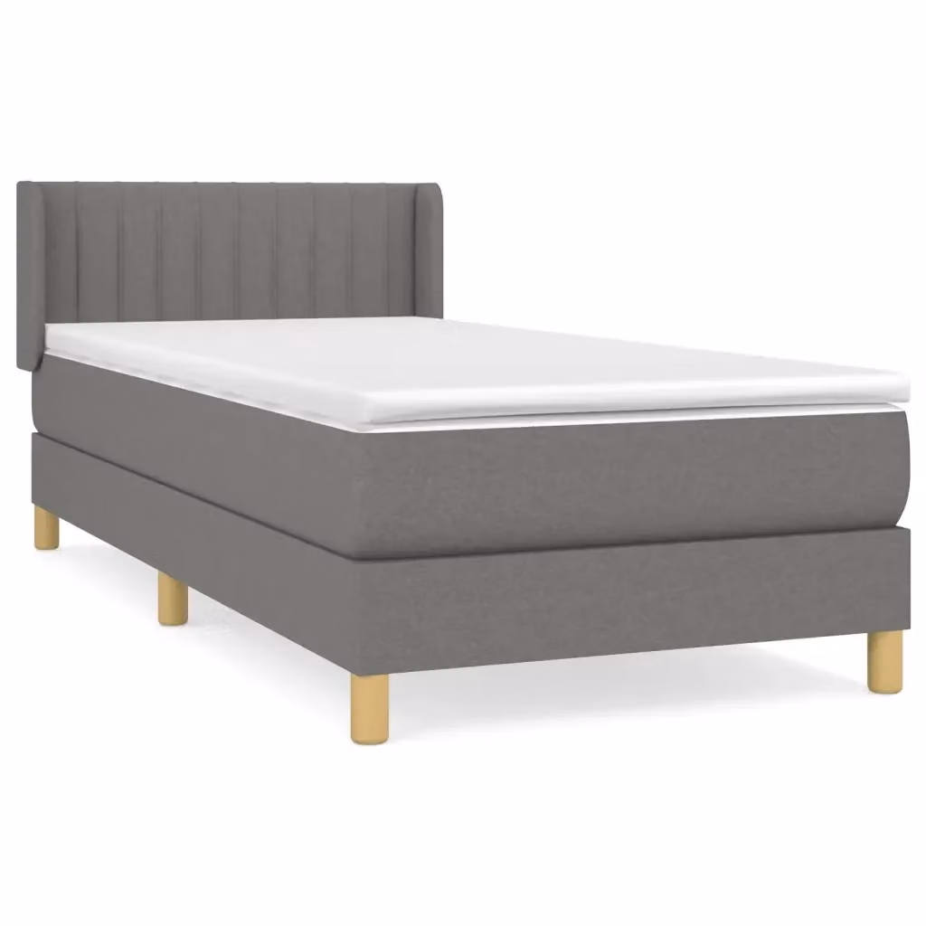 Letto Ibrido vidaXL con Giroletto a Molle e Materasso in Tessuto Grigio e Bianco L/P/H: 90 x 200 x 88 cm – 2