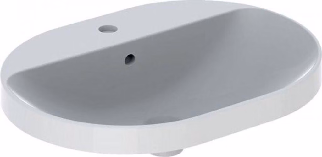 Geberit VariForm lavabo à encastrer elliptique, 600x450mm, avec trou pour robinet, avec trop-plein, 500.733.01.2, 500.733.01.2