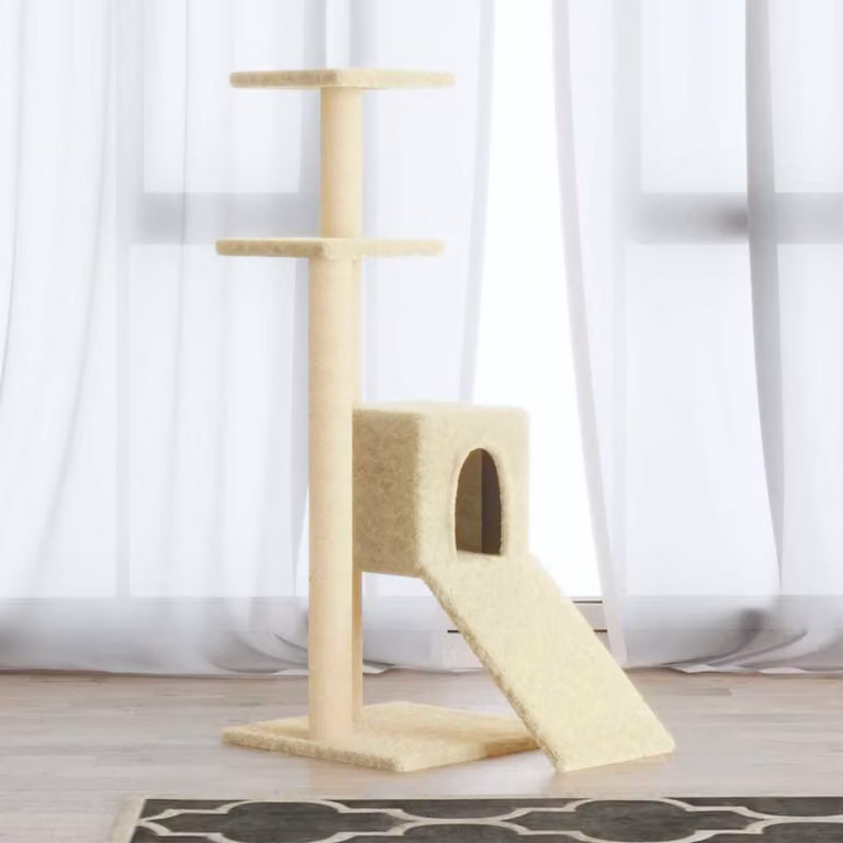 Albero per gatti vidaXL con tiragraffi in sisal, colore beige, Altezza: 92 cm