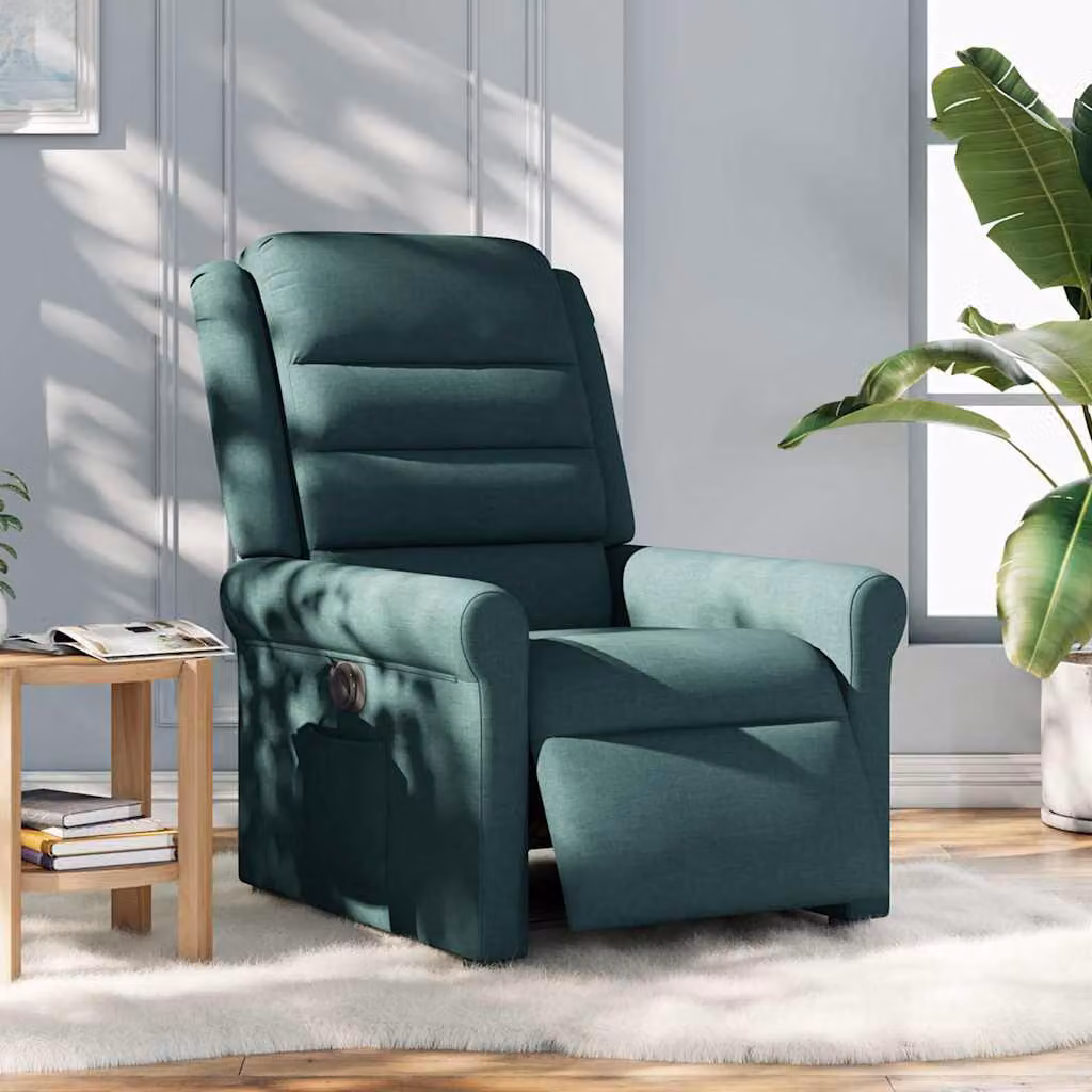 vidaXL Poltrona Elettrica Reclinabile Verde Scuro in Tessuto