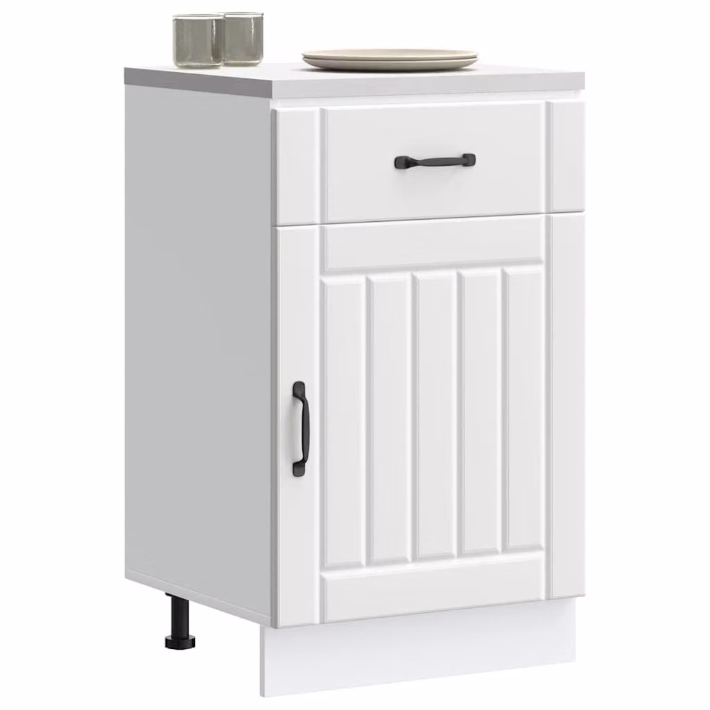 Base da cucina moderna vidaXL Lucca bianco in MDF con ante a battente L/P/H: 81,5 x 46 x 50 cm