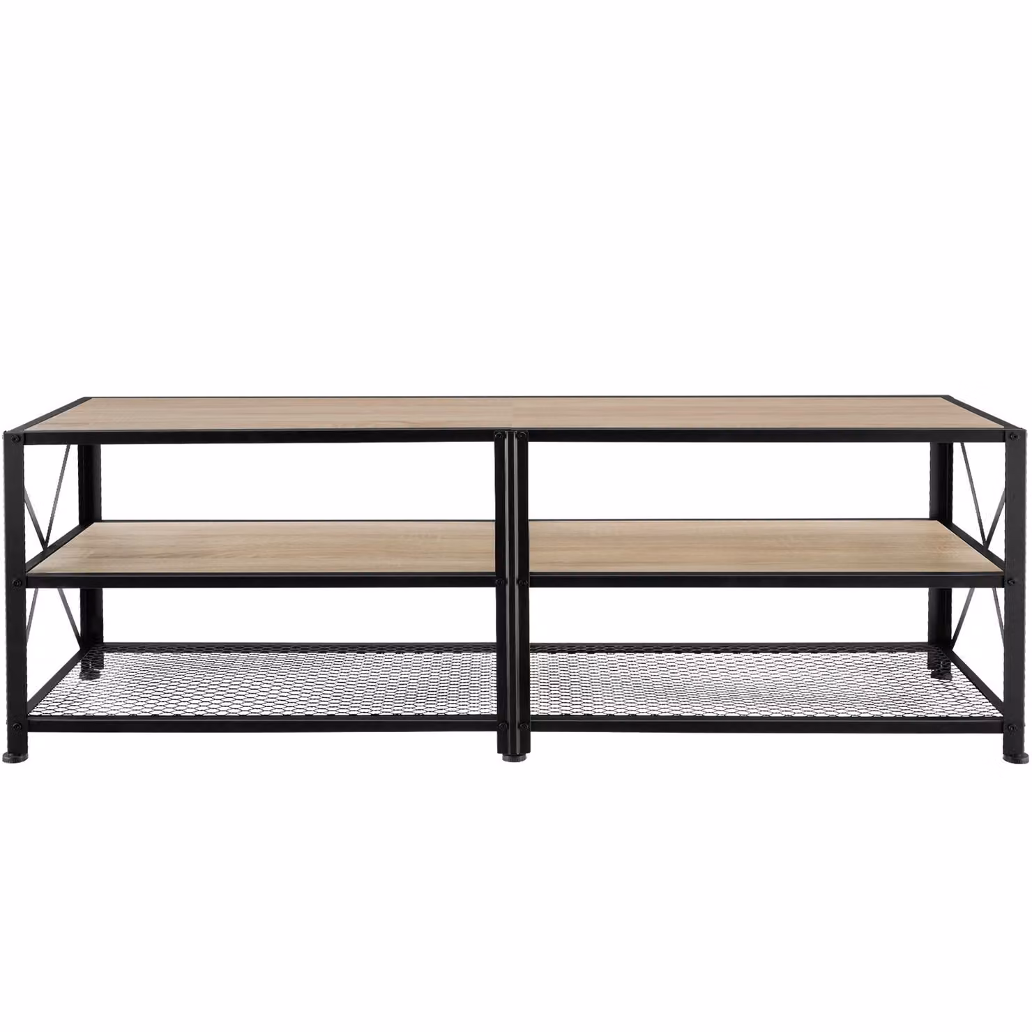 Mobile basso industriale tectake in legno rovere e metallo, beige e marrone, L: 161 cm, P: 41,5 cm, H: 50,5 cm – 4