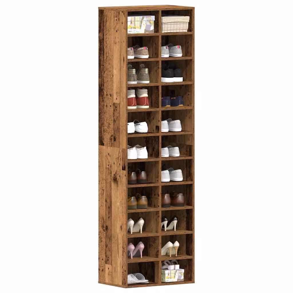 Scarpiera vidaXL in legno stile rustico marrone con ante a battente e ripiani interni L/P/H: 54 x 34 x 183 cm – 1