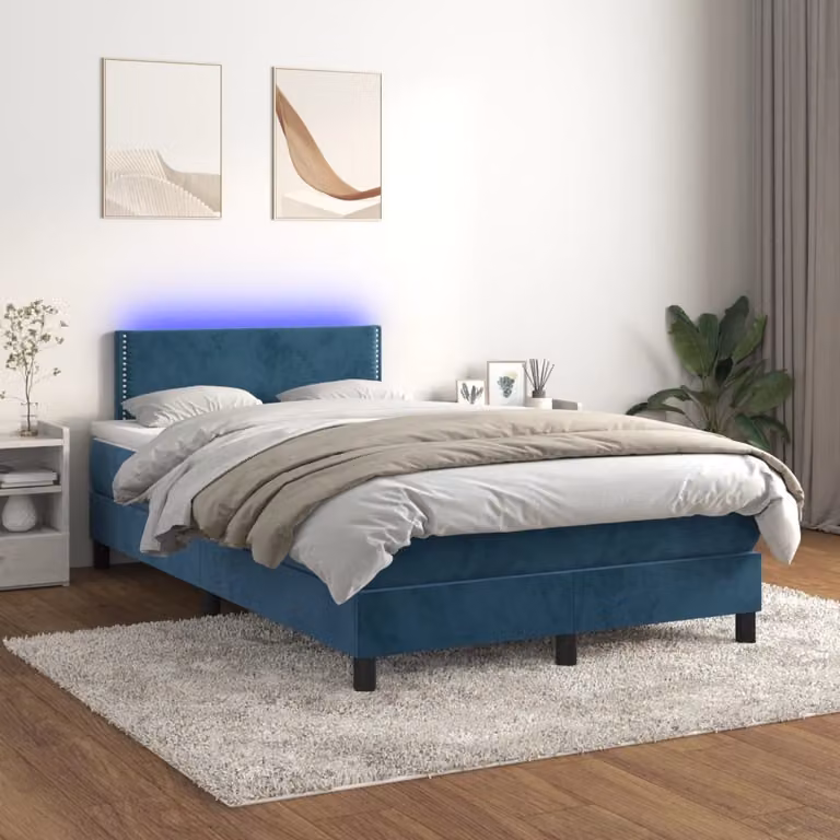 Maison Exclusive - Letto a Molle con Materasso e LED Blu Scuro 120x200cm