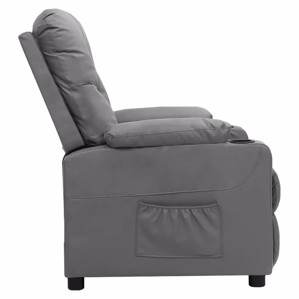 Poltrona Reclinabile Relax vidaXL in Similpelle Grigia con Braccioli e Regolazione Manuale – 2