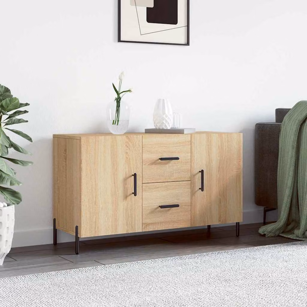 Credenza moderna vidaXL in legno multistrato color rovere, L: 100 cm, P: 36 cm, H: 60 cm
