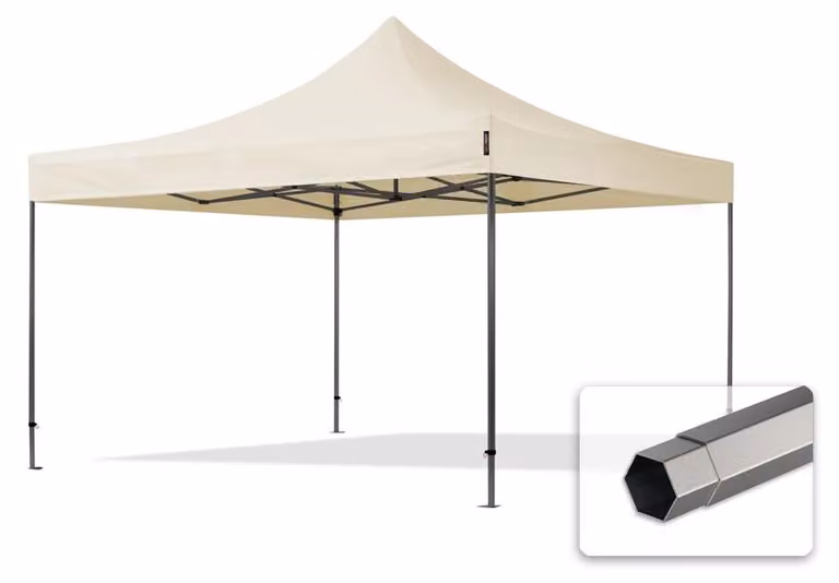 TOOLPORT 4x4 m gazebo pieghevole, PREMIUM acciaio, crema