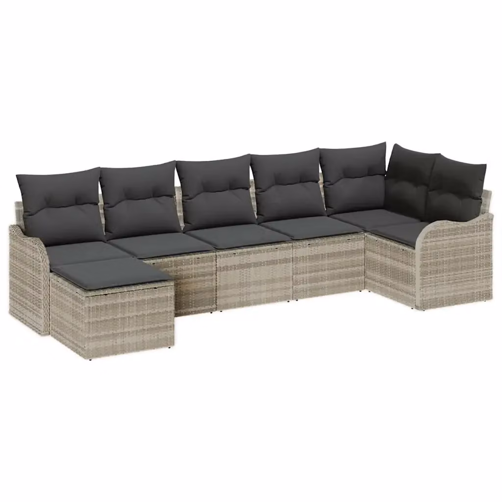 Set Divano da Giardino a L vidaXL in Polyrattan Grigio con 7 Sedute e Cuscini – 2