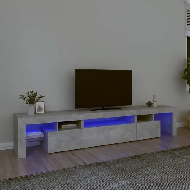 Mobile Porta TV Moderno vidaXL con Luci LED Integrate Grigio Cemento L: 215 cm, P: 36,5 cm, H: 40 cm – 1