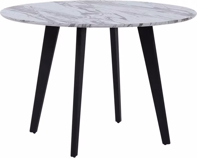 Tavolo da pranzo rotondo BELIANI con effetto marmo in MDF e gambe in metallo, L: 110 cm, H: 75 cm – 1