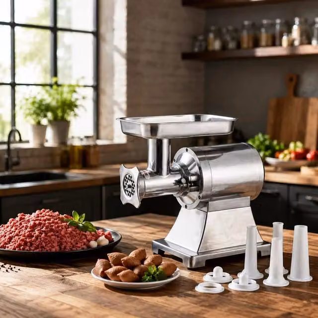 Tritacarne Elettrica 750 W Da Cucina In Acciaio Inox, Tritacarne Capacità 4.2 Kg/min Con 2 Dischi 3 Tubi Per Salsicce Salami Carne Con Piedini Antiscivolo, Cucina Commerciale Ristorante Hotel