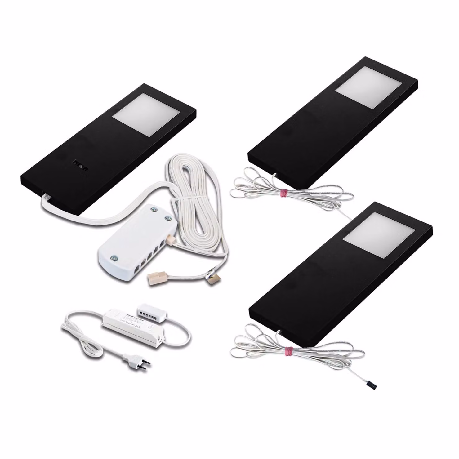 Hera Lampada mobili LED SlimPad F 3x 3.000 K nero Slim-Pad F, dimmerabile, Nero, Cucina, Plastica, Moderno, Lampade per mobili