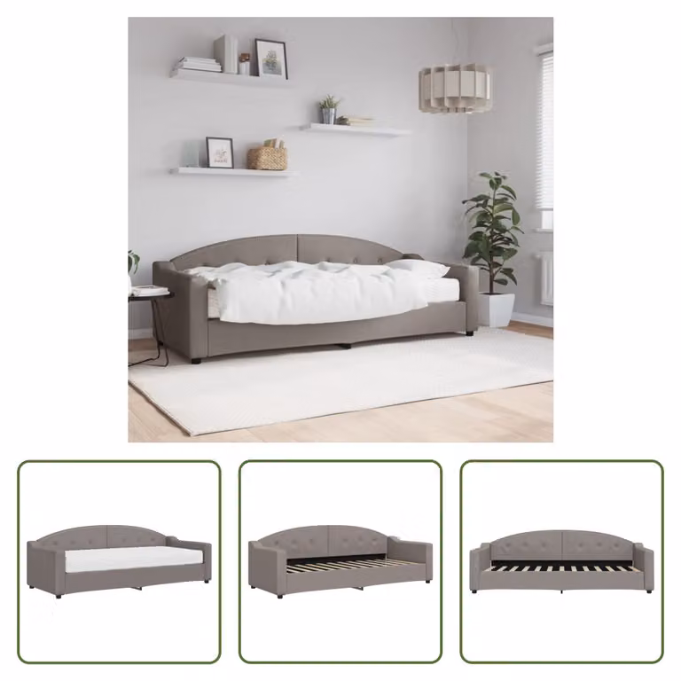 The Living Store Letto da giorno con materasso Taupe 80x200 cm in tessuto