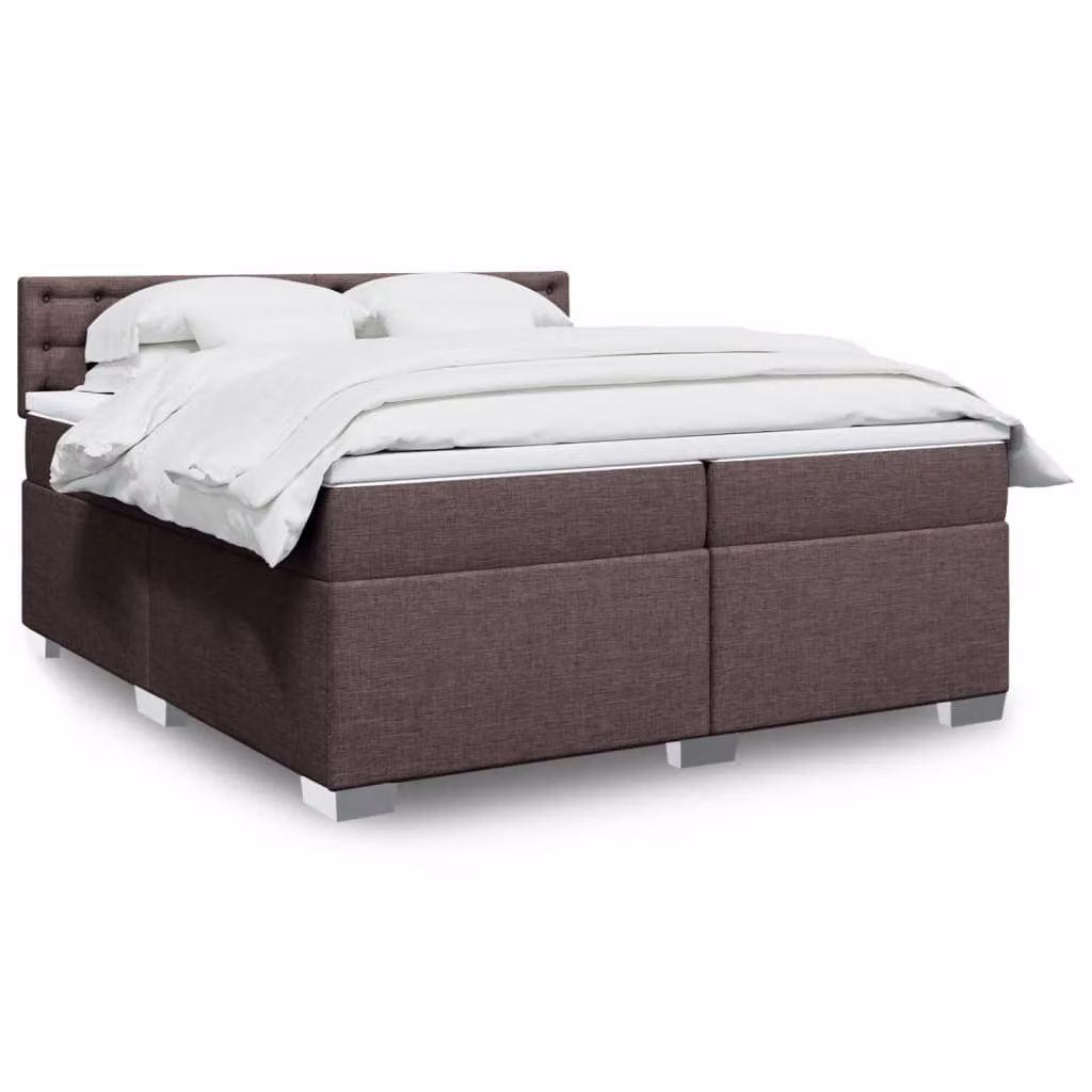vidaXL Giroletto a Molle con Materasso Ibrido in Tessuto Marrone e Bianco L/P: 200 x 200 cm