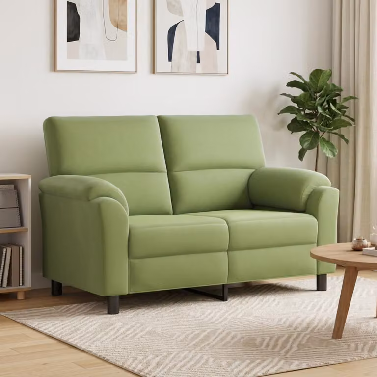 Divano moderno vidaXL in velluto verde con struttura in metallo, L: 154 cm, P: 85 cm, H: 93 cm