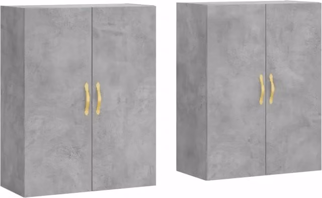 Set di 2 eleganti pensili da parete portaoggetti interno 69,5 x 34 x 90 cm in legno multistrato grigio cemento 02_0055350
