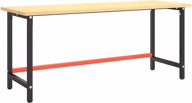 Telaio Banco da Lavoro Design In in Metallo Nero e Rosso Opaco L/P/H: 180 x 57 x 79 cm CFW9023189
