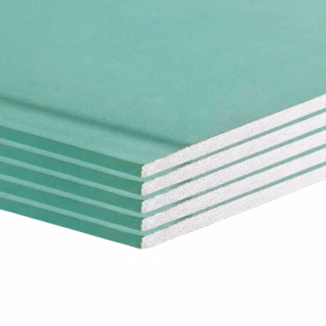 Lastre di cartongesso idrorepellente Fortunato BA13 verde per ambienti umidi con bordo smussato, confezione da 5 pezzi, L: 120 cm, P: 200 cm, H: 1,25 cm