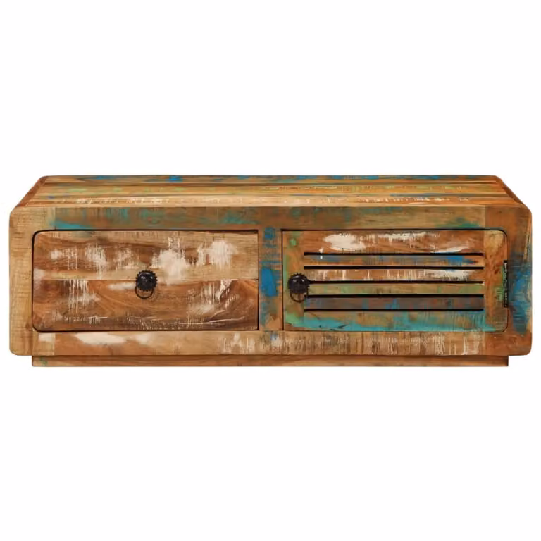 Tavolino da Salotto 89x55x29 cm in Legno Massello di Recupero