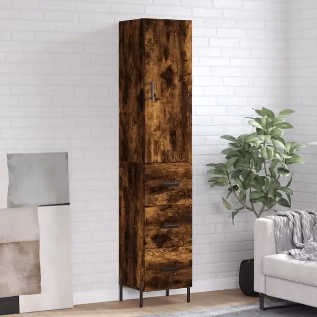 Credenza Industrial in Legno Rovere e Metallo Marrone vidaXL L/P/H: 34,5 x 34 x 180 cm