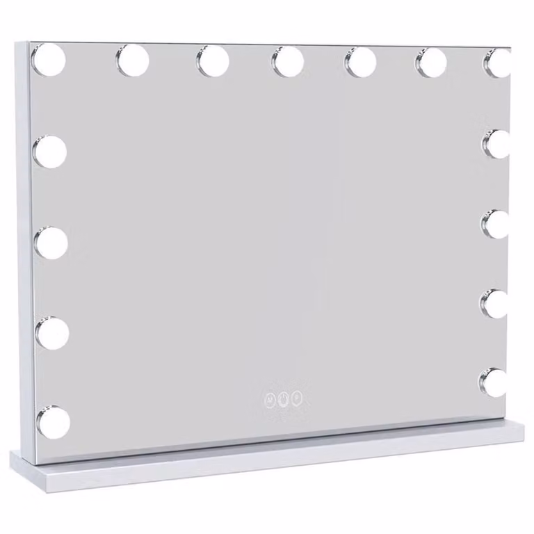 UNIQ Hollywood specchio per il trucco con 3 luci colorate, specchio cosmetico con 15 LED, 3000-6000K