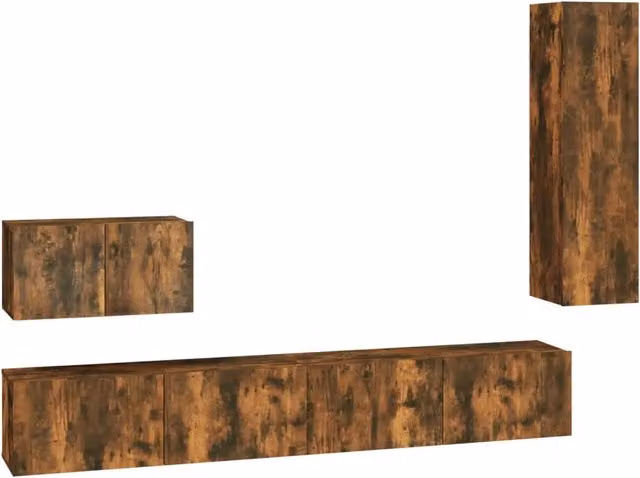 Set di Mobili Porta TV 4 pz | Armadietto TV | Mobile Porta TV Rovere Fumo in Legno Multistrato